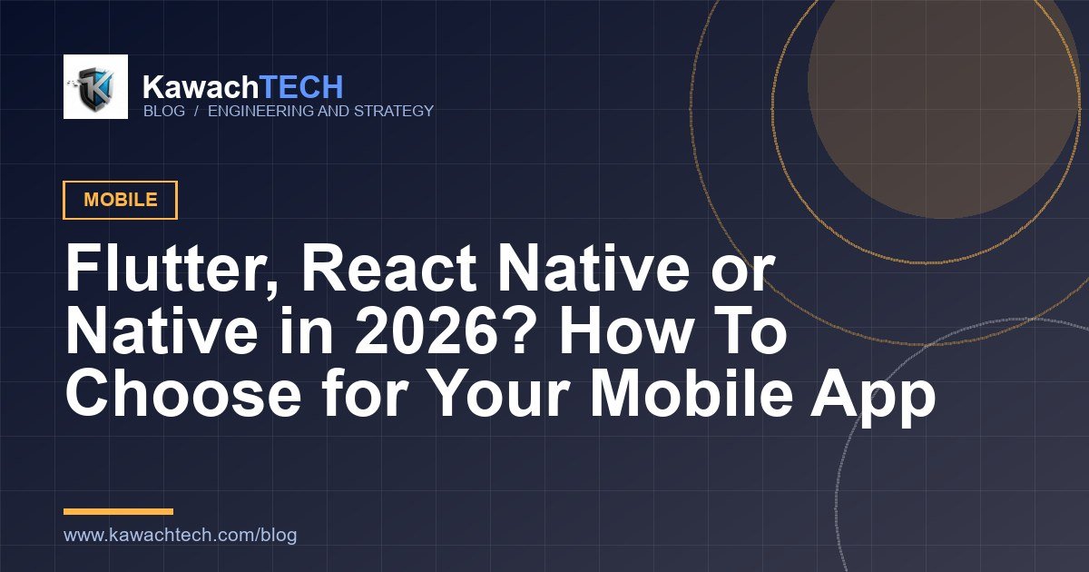 Smartphones showing apps built with Flutter, React Native and native code