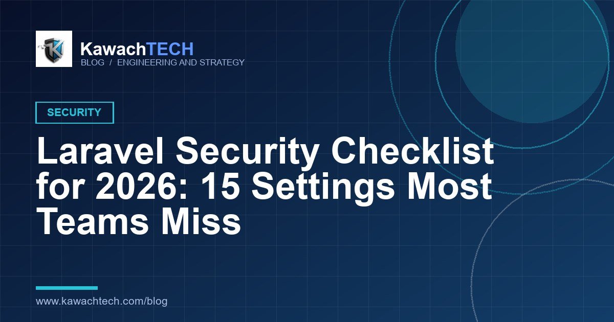 Checklist of Laravel security settings on a laptop screen